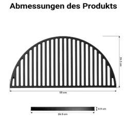 Wiltec Gusseisen Grillrost 55 x 26,5 x 0,9 cm, Gussrost für Grill mit guter Hitzespeicherung, Grillgitter für typische Grillstreifen auf Grillgut, Grillzubehör für BBQ