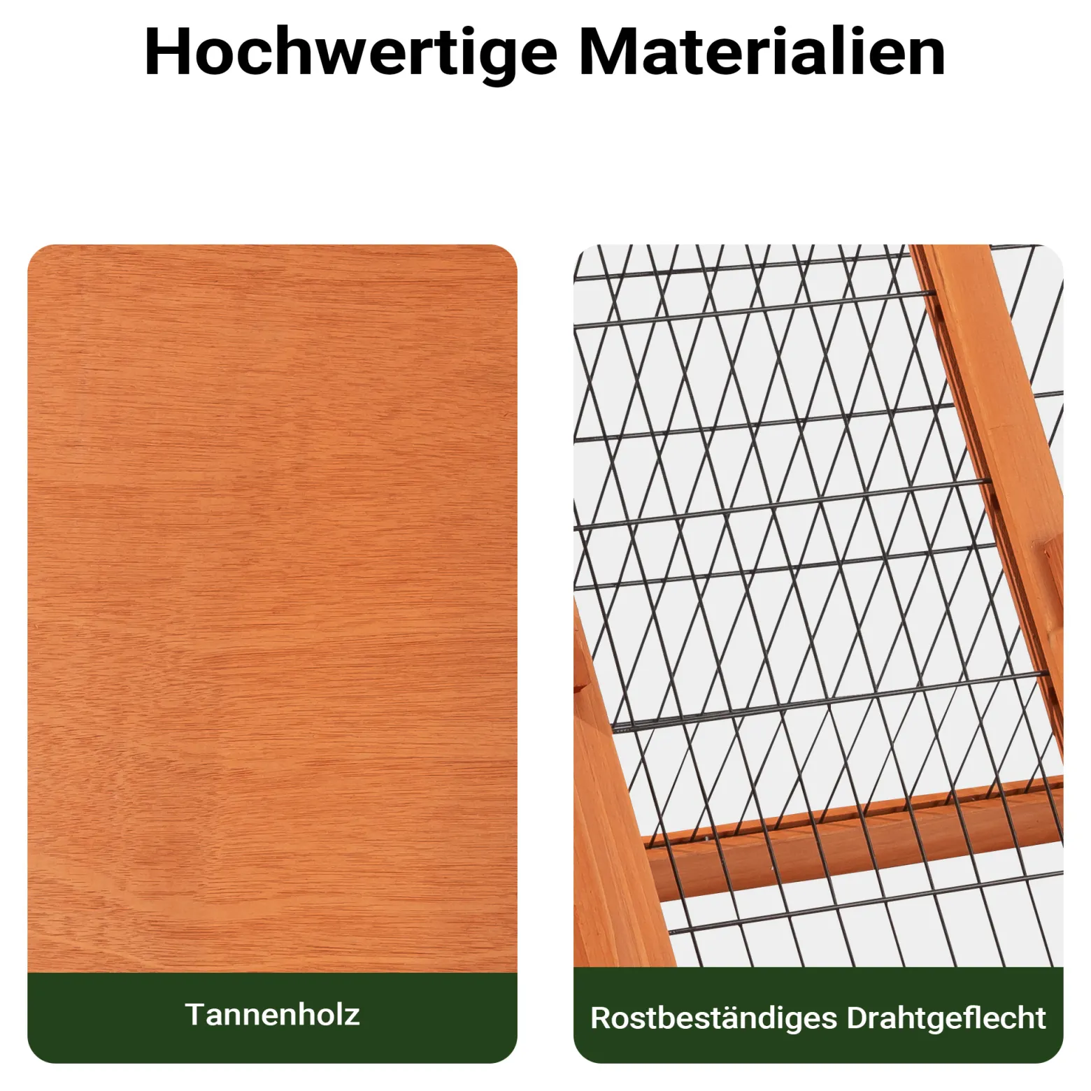 Wiltec Hasenstall in Dreiecksform, 118 x 50 x 45 cm, Kaninchenstall mit Freilauf und Schlafbereich, Kleintierstall aus Fichtenholz, Außengehege mit Türen