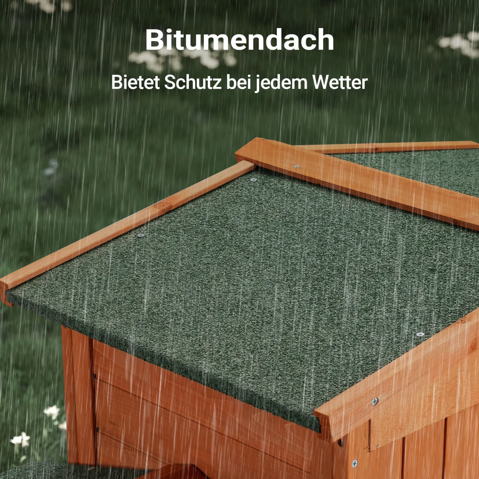 Wiltec Hasenstall 2190 x 530 x 850 mm mit Freilaufgehege und erhöhtem Unterschlupf aus Fichtenholz, Kaninchenkäfig mit 2 Etagen, Kleintierstall