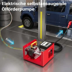 Wiltec Heizöl- und Dieselpumpe 230V/550W 20-60l/min selbstansaugend Pumpe mit automatischer Pistole, Kraftstoffpumpe, Absaugpumpe