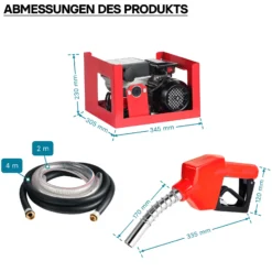 Wiltec Heizöl- und Dieselpumpe 230V/750W 80l/min selbstansaugend Pumpe mit automatischer Pistole, Kraftstoffpumpe, Absaugpumpe