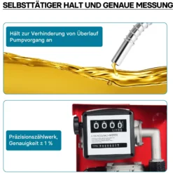 Wiltec Heizöl- und Dieselpumpe 230V/750W 80l/min selbstansaugend Pumpe mit automatischer Pistole, Kraftstoffpumpe, Absaugpumpe