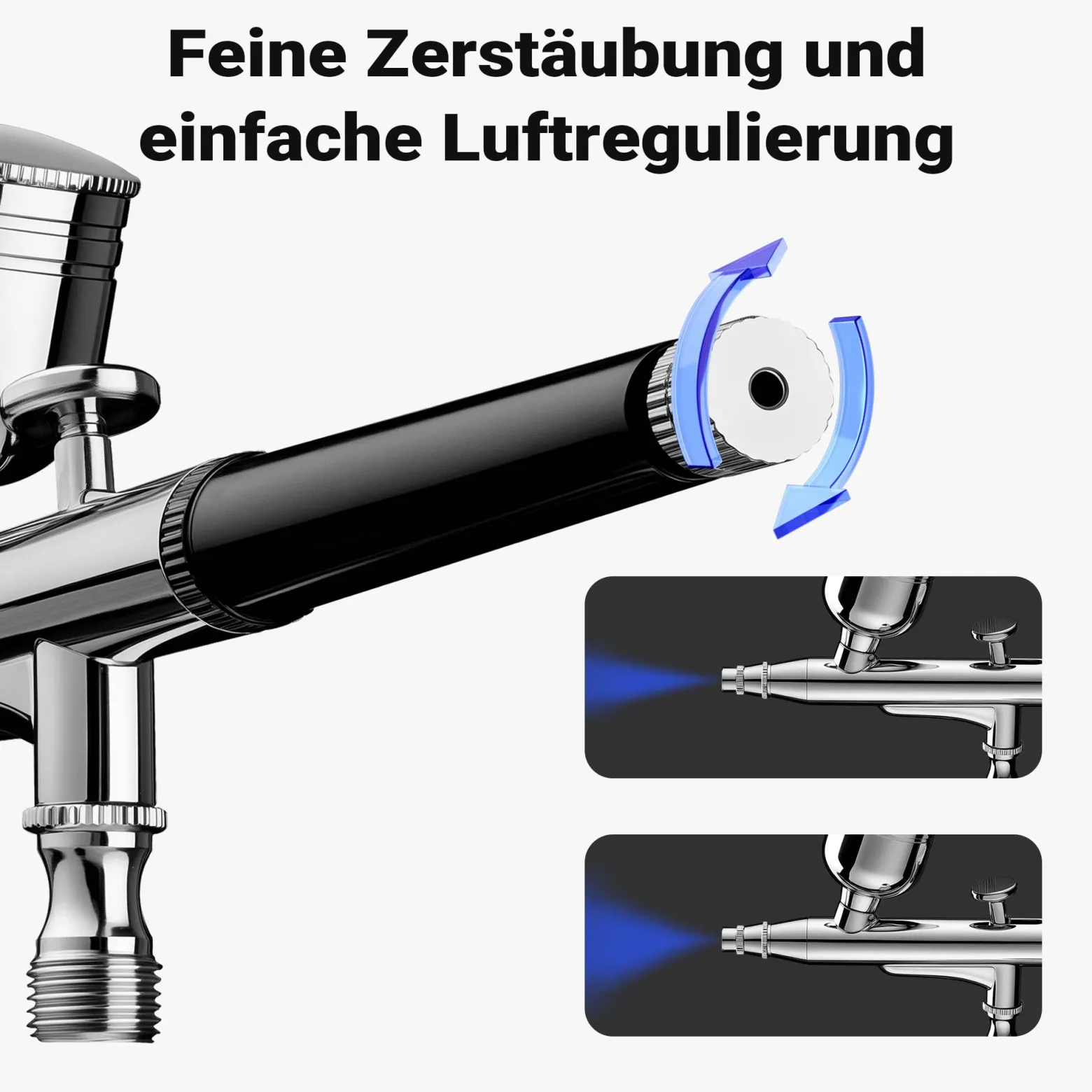 Wiltec HS-A10K Kompressor Zubehör Set 2,8 bar, Airbrush Set 12 V, Airbrushpistole mit 0,3 mm Düse, Druckluft Kompressor mit Air Brush