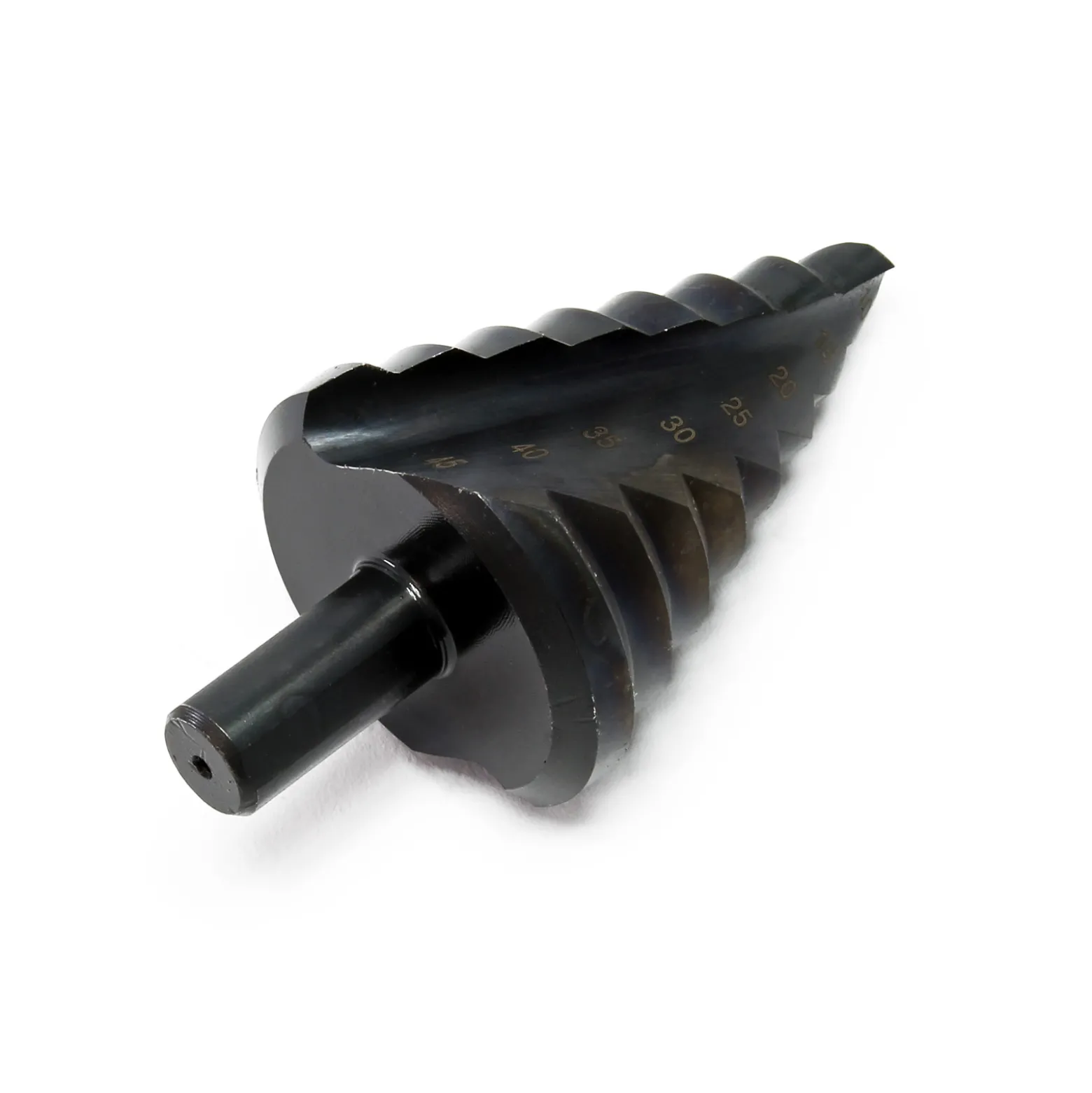 Wiltec HSS Stufenbohrer titanbeschichtet, 10-45 mm, Kegelbohrer mit Titanbeschichtung, Schälbohrer für Stahl und Kunststoff, Konusbohrer Senkbohrer Entgratbohrer