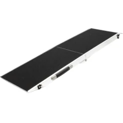 Wiltec Hunderampe faltbar, 183 x 49 cm, geklappt 92 x 49 cm, aus Aluminium, rutschsicher, Traglast bis zu 115 kg, Haustierrampe