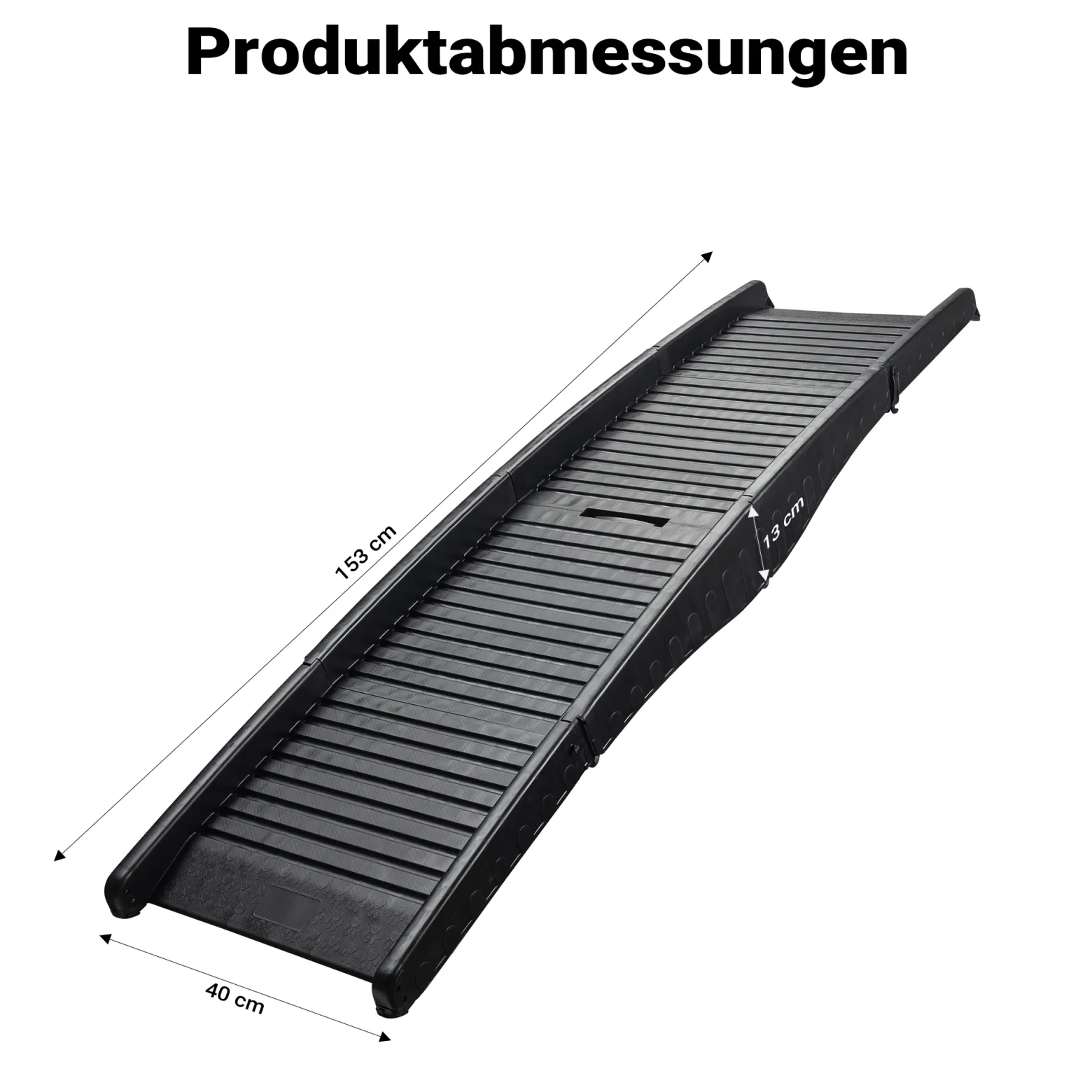 Wiltec Hunderampe 153 x 40 cm 50 kg 3-fach faltbar rutschfeste Autorampe für Hunde, klappbare Einstiegshilfe aus PP fürs Auto, SUV und Pick up