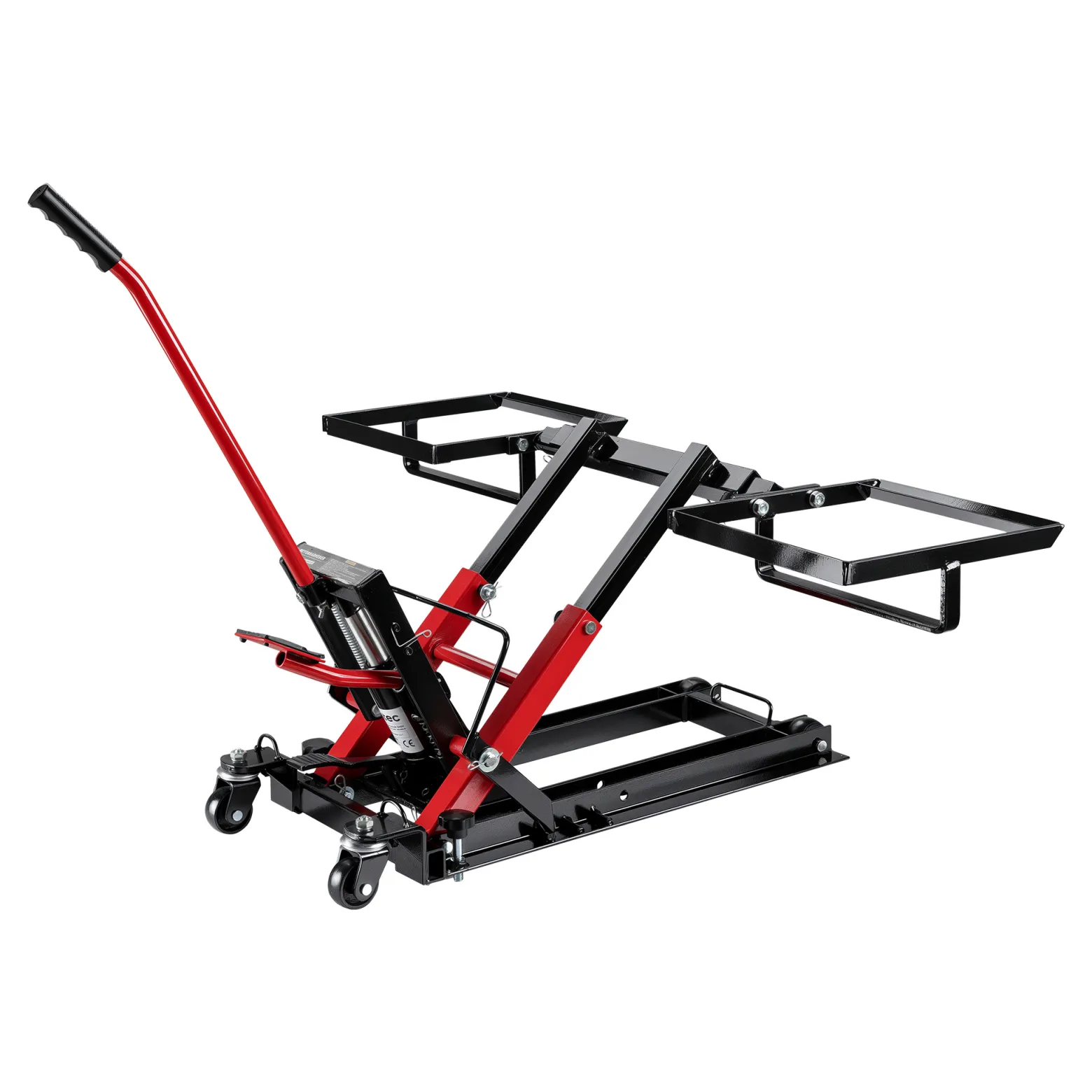 Wiltec Hydraulik-Heber 3 in 1, Motorradheber bis 300 kg, Quad Hebebühne Hubhöhe bis 53 cm, Mobile Hebebühne für ATV, Rasenmäher, Motorräder