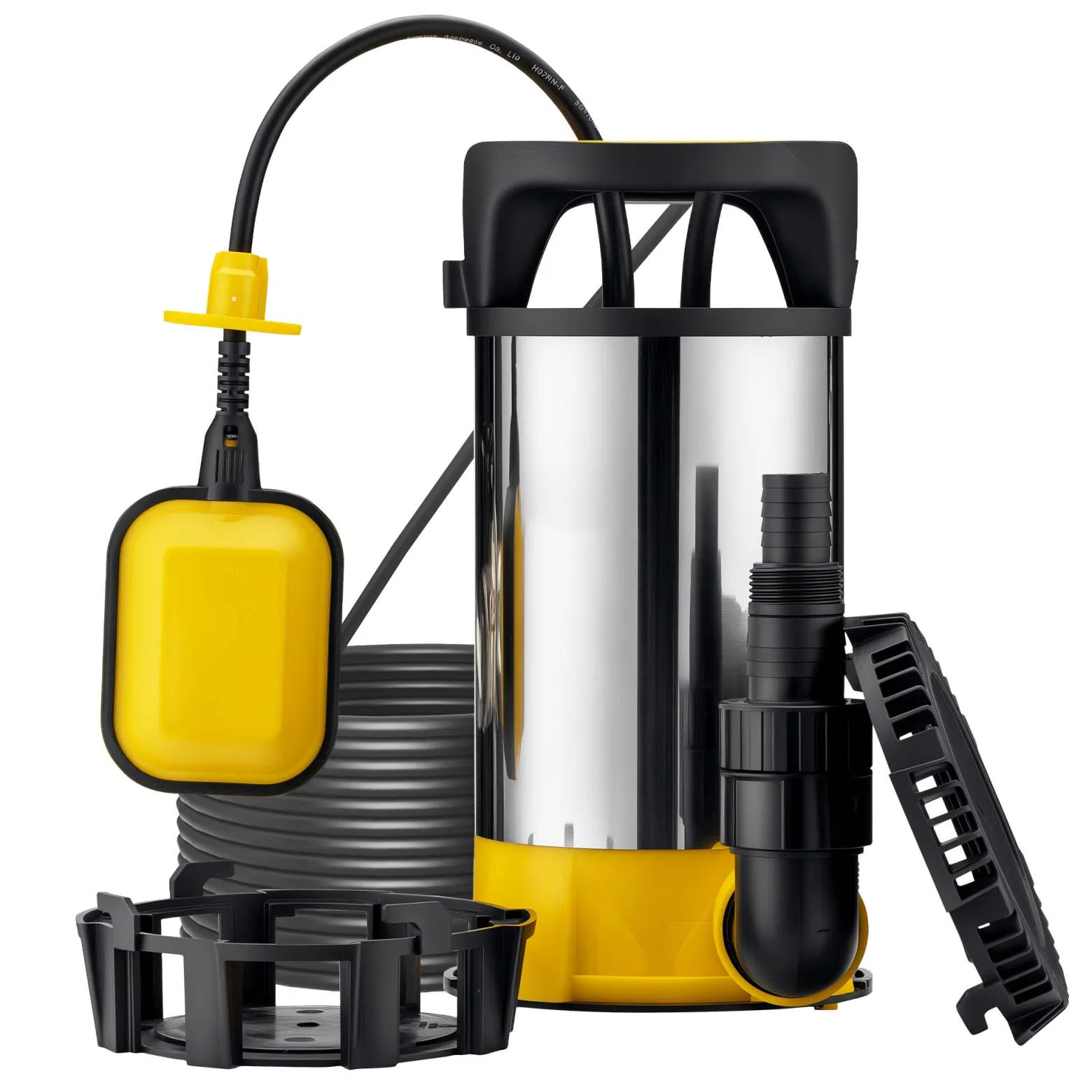 Wiltec 3 in 1 Flachsauger Tauchpumpe Edelstahl 550 W, Schmutzwasserpumpe 12500 l/h, Flachwasserpumpe mit Schwimmer, Flachsaugpumpe für Keller