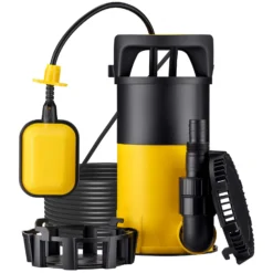 Wiltec 3 in 1 Flachsauger Tauchpumpe 1100 W, Schmutzwasserpumpe 18000l/h, Flachwasserpumpe mit Schwimmer, Flachsaugpumpe für Keller und Garten