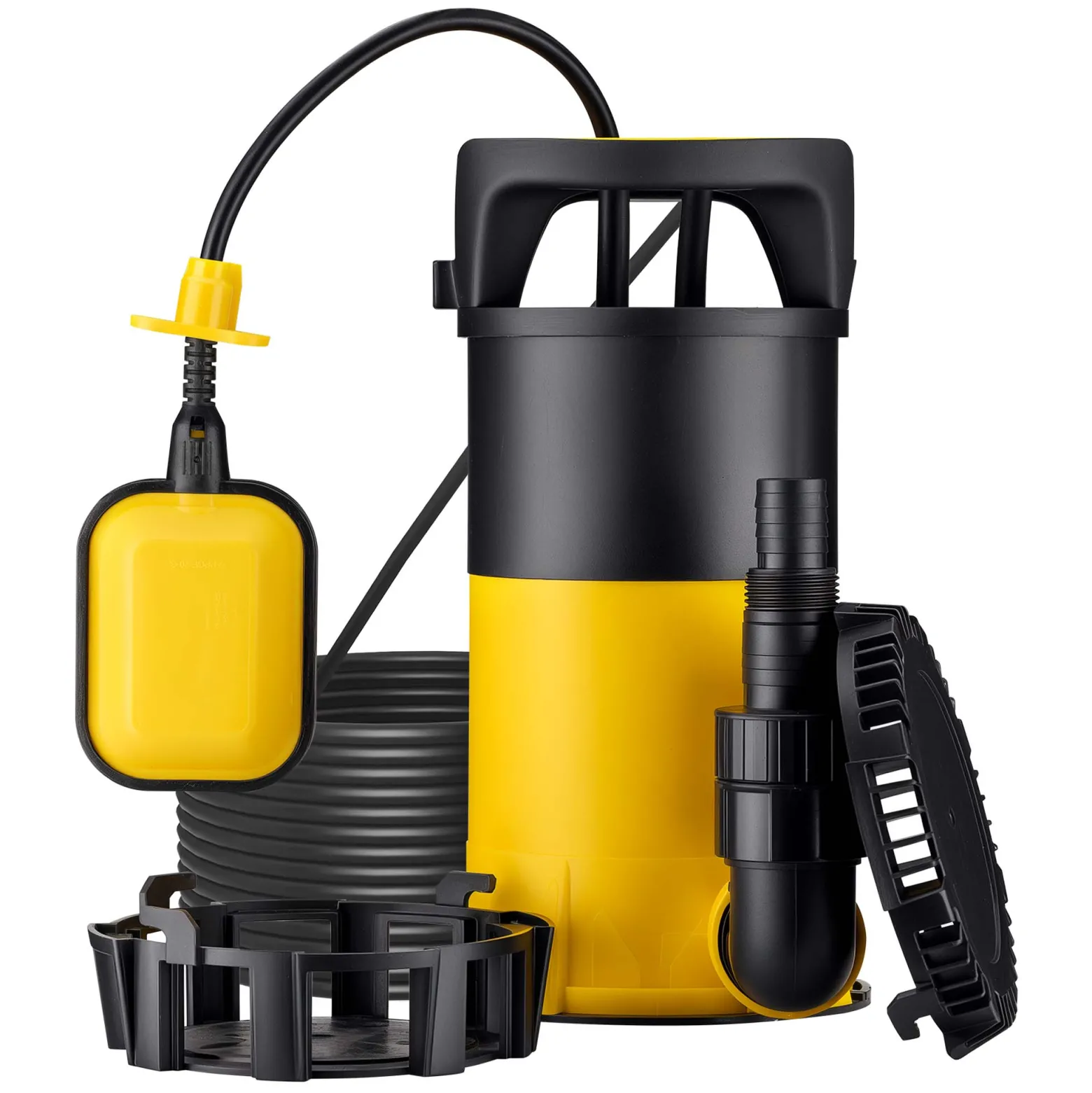 Wiltec 3 in 1 Flachsauger Tauchpumpe 1100 W, Schmutzwasserpumpe 18000l/h, Flachwasserpumpe mit Schwimmer, Flachsaugpumpe für Keller und Garten