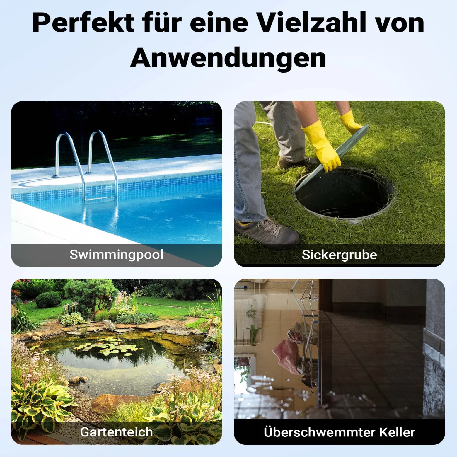 Wiltec 3 in 1 Flachsauger Tauchpumpe 1100 W, Schmutzwasserpumpe 18000l/h, Flachwasserpumpe mit Schwimmer, Flachsaugpumpe für Keller und Garten
