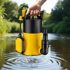 Wiltec 3 in 1 Flachsauger Tauchpumpe 850 W, Schmutzwasserpumpe 15000 l/h, Flachwasserpumpe mit Schwimmer, Flachsaugpumpe für Keller und Garten
