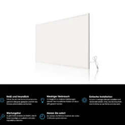 Wiltec Infrarotheizung 520 Watt, energieeffizienter Heizkörper, Wandmontage Elektroheizung, Heizpaneel, IR Heizung
