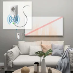 Wiltec Infrarotheizung 700 Watt inkl. WLAN-Thermostat, energieeffizienter Heizkörper mit WLAN Steuerung, Wandmontage Elektroheizung, Heizpaneel IR-Heizung