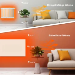 Wiltec Infrarotheizung 520 Watt inkl. WLAN-Thermostat, energieeffizienter Heizkörper mit WLAN Steuerung, Wandmontage Elektroheizung, Heizpaneel IR-Heizung