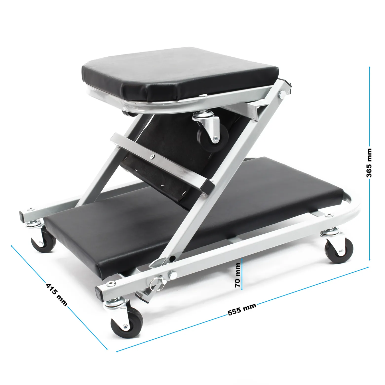 Wiltec 2-in-1 Montageliege & Werkstattsitz 102x42x15 cm, bis 150kg, Werkstatthocker mit gepolsterter Liegefläche & 6 Lenkrollen, Montagliege, Rollbrett
