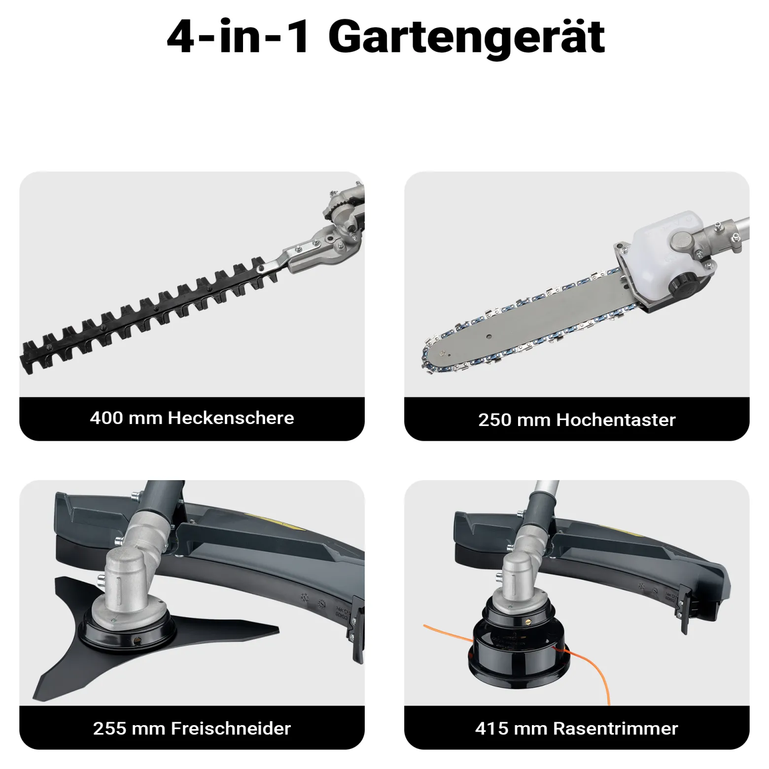 Wiltec 4-in-1 Multifunktionsgerät mit 2-Takt-Motor mit Rucksack, Backpacker Multigartengerät, Multitool Gartenwerkzeug mit u.a. Rasentrimmer