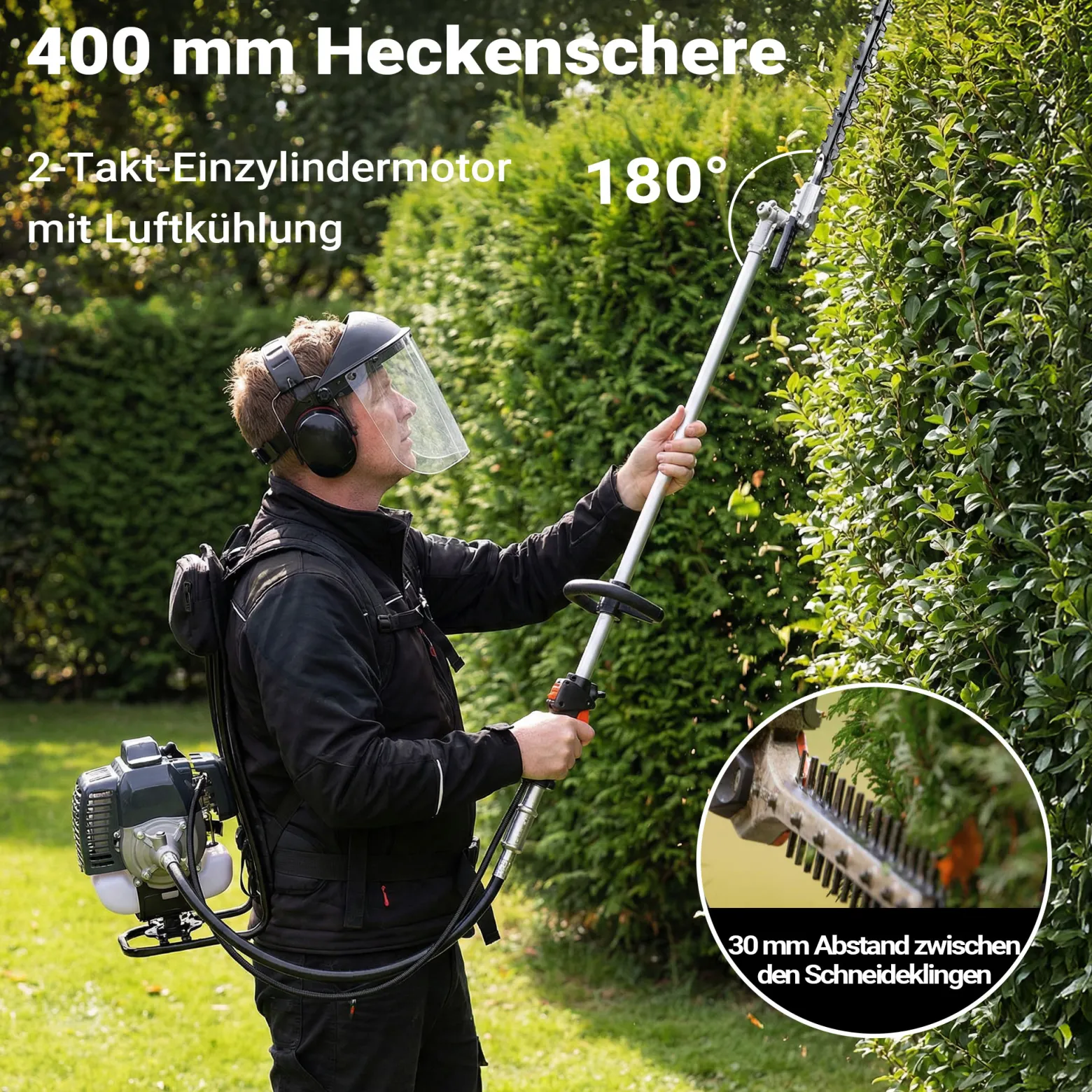 Wiltec 4-in-1 Multifunktionsgerät mit 2-Takt-Motor mit Rucksack, Backpacker Multigartengerät, Multitool Gartenwerkzeug mit u.a. Rasentrimmer