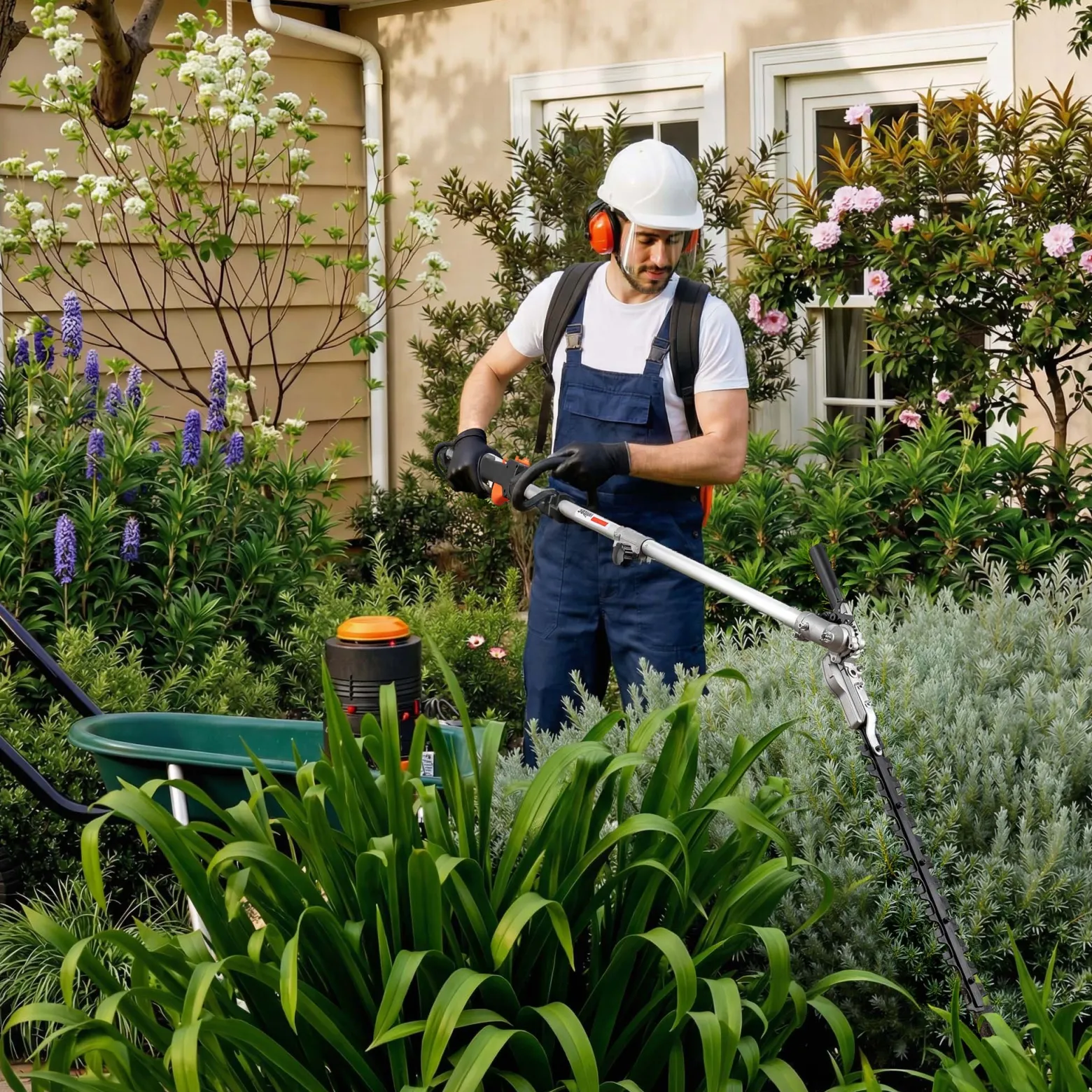 Wiltec 4-in-1 Multifunktionsgerät mit 2-Takt-Motor mit Rucksack, Backpacker Multigartengerät, Multitool Gartenwerkzeug mit u.a. Rasentrimmer