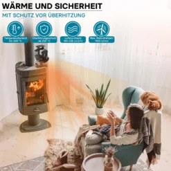 Wiltec Kaminofenventilator mit 3 Blätterm 50 bis 300°C, Ofenventilator ohne Strom, Kaminventilator für eine effiziente und umweltfreundliche Wärmeverteilung