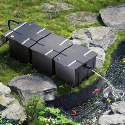 Wiltec Komplettset: CBF-350C Teichfilter bis 90000 L Teichfilteranlage Durchlauffilter, NEO10000 Teichpumpe 10000l/h 80W, CUV-236 Teichklärer 36W, 10m Teichschlauch 38 mm, Schlauchschellen W1 44-47mm