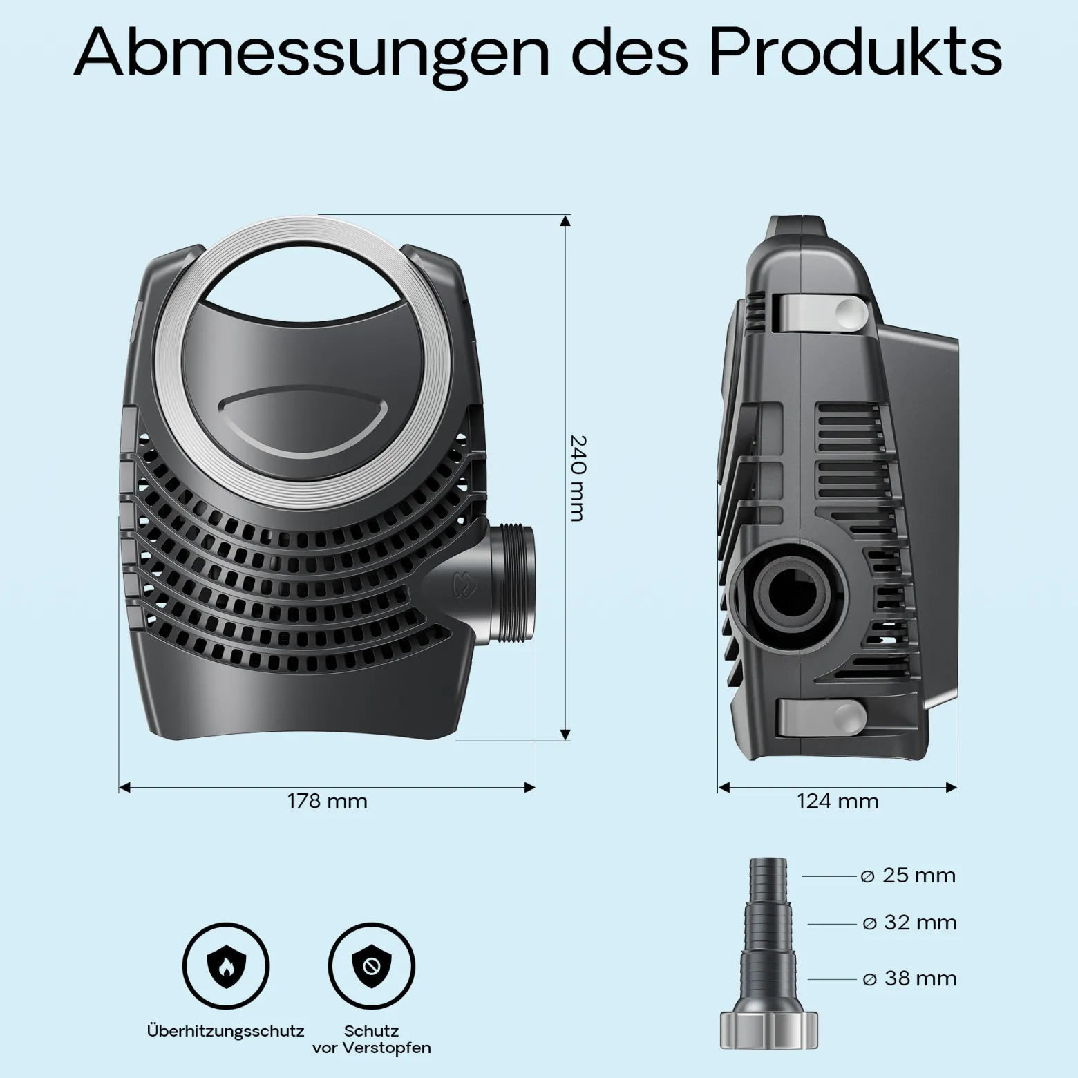 Wiltec Komplettset: CBF-550 Teichfilter bis 60000 L Teichfilteranlage Durchlauffilter, NEO8000 Teichpumpe 8000l/h 70W, CUV-224 Teichklärer 24W, 10m Teichschlauch 38 mm, Schlauchschellen W1 44-47mm