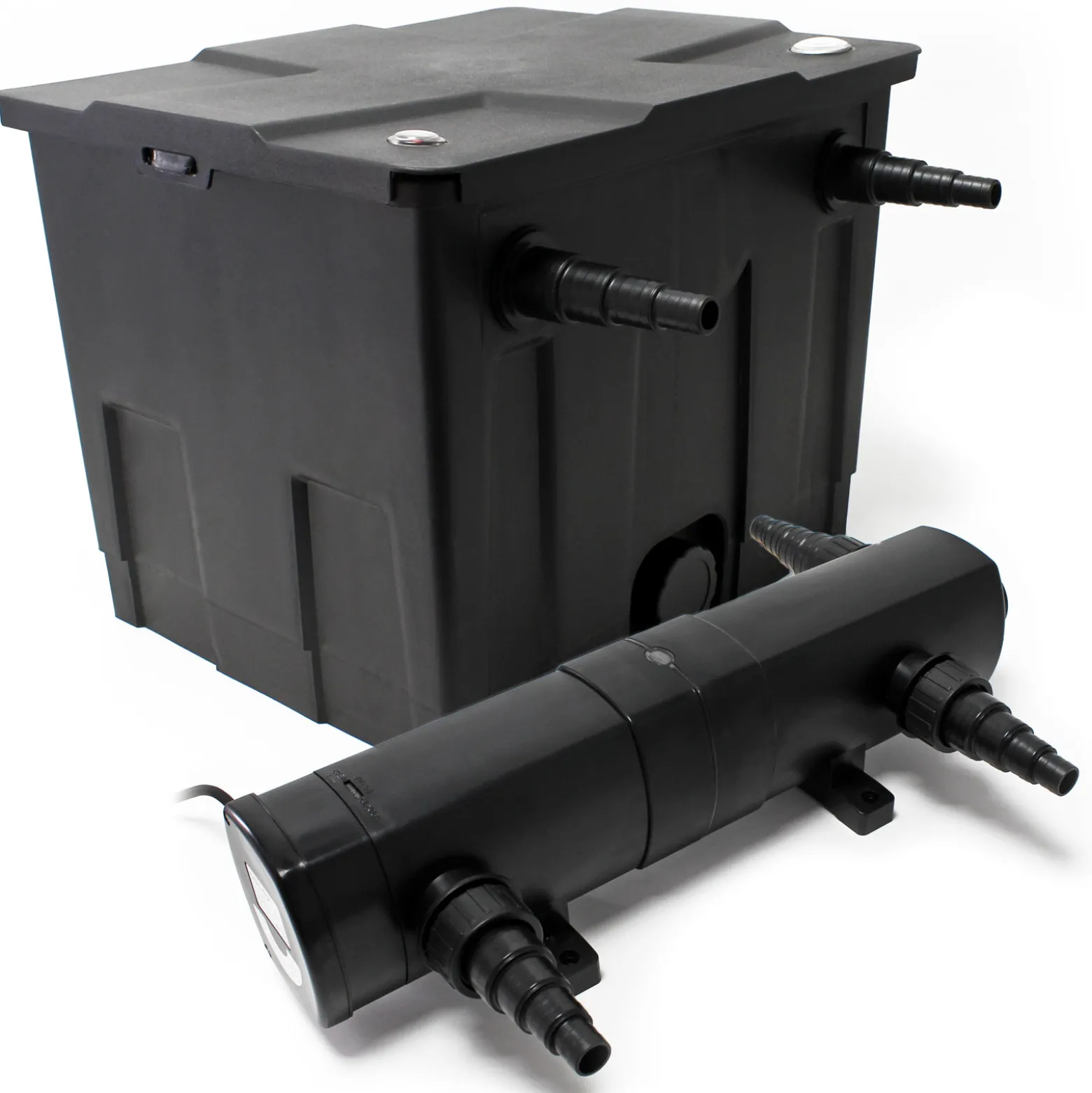 Wiltec Komplettset: CBF-350 Teichfilter bis 12000 L Teichfilteranlage als Durchlauffilter, CUV-224 Teichklärer UVC Klärer mit 24 Watt UV-C Leistung