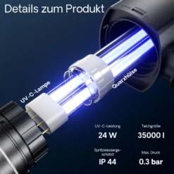 Wiltec Komplettset: CBF-550 Teichfilter bis 60000 L Teichfilteranlage als Durchlauffilter, CUV-224 Teichklärer UVC Klärer mit 24 Watt UV-C Leistung