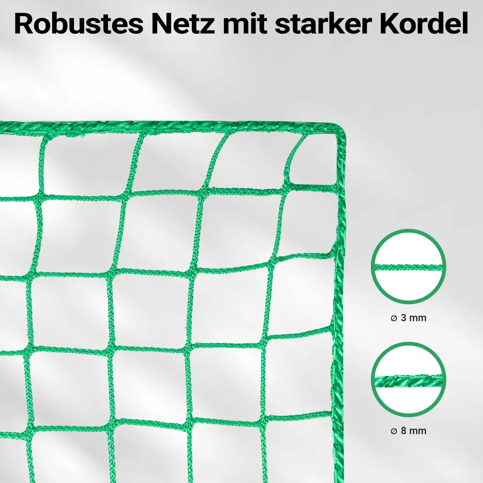 Wiltec Ladungssicherungsnetz 3x1,65m Grün Masche 4,5x4,5 cm Stärke 3 mm Polypropylen Transportnetz für Anhänger mit Randkördel Witterungsbeständig Ladung Sicherheit