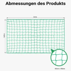 Wiltec Ladungssicherungsnetz 3x1,65m Grün Masche 4,5x4,5 cm Stärke 3 mm Polypropylen Transportnetz für Anhänger mit Randkördel Witterungsbeständig Ladung Sicherheit