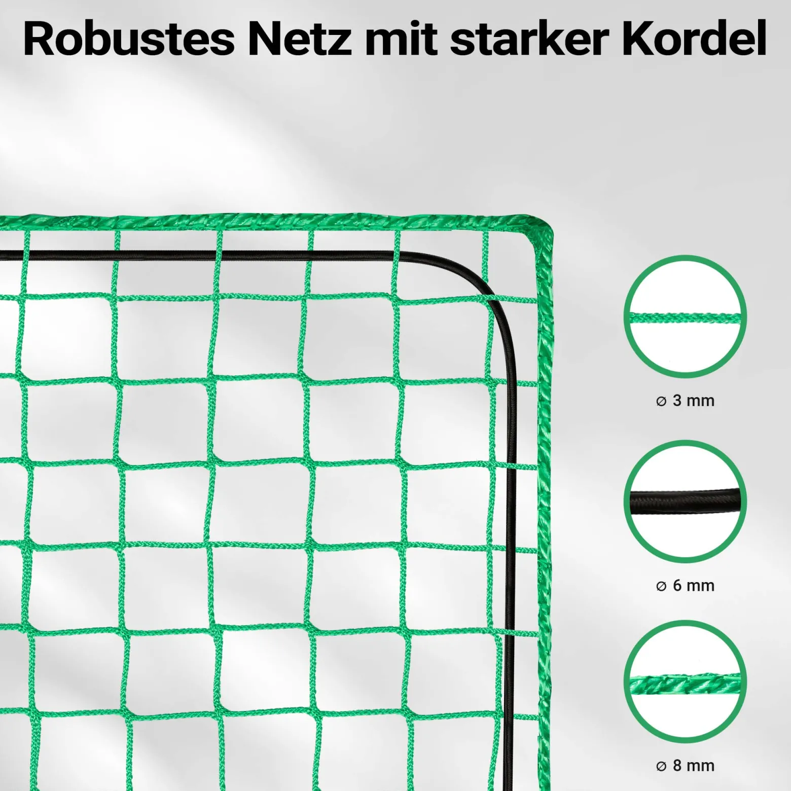 Wiltec Ladungssicherungsnetz 3x6 m Grün Masche 4,5x4,5 cm Stärke 3 mm Polypropylen Transportnetz für Anhänger mit Randkordel Polypropylen Witterungsbeständig Ladung Sicherheit