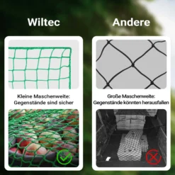 Wiltec Ladungssicherungsnetz 4x2,5m Grün Masche 4,5x4,5 cm Stärke 3 mm Polypropylen Transportnetz für Anhänger mit Randkördel Witterungsbeständig Ladung Sicherheit