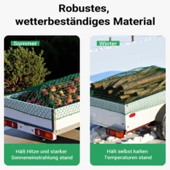 Wiltec Ladungssicherungsnetz 4x4m Grün Masche 4,5x4,5 cm Stärke 3 mm Polypropylen Transportnetz für Anhänger mit Randkördel Witterungsbeständig Ladung Sicherheit