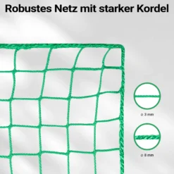 Wiltec Ladungssicherungsnetz 3,5x2,5m Grün Masche 4,5x4,5 cm Stärke 3 mm Polypropylen Transportnetz für Anhänger mit Randkördel Witterungsbeständig Ladung Sicherheit