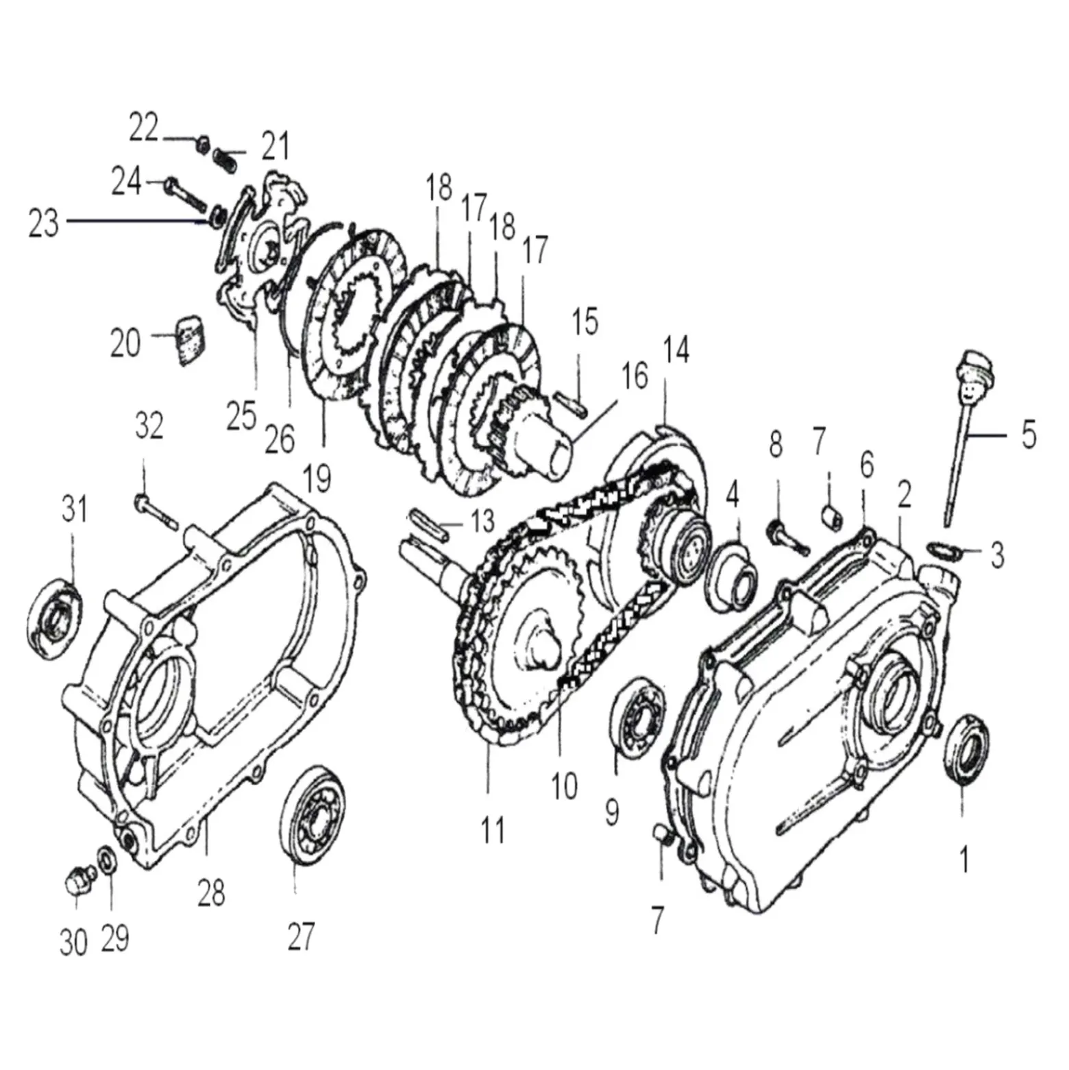 Wiltec Ölbadkupplung Q2 25 mm für LIFAN 8-15 PS Motor – GX240 390 – 188er Reihe – Benzinmotor Ersatzteil Fliehkraftkupplung – Einzylinder für Kleinmaschinen & Karts, 4-Takt Motor & OHV