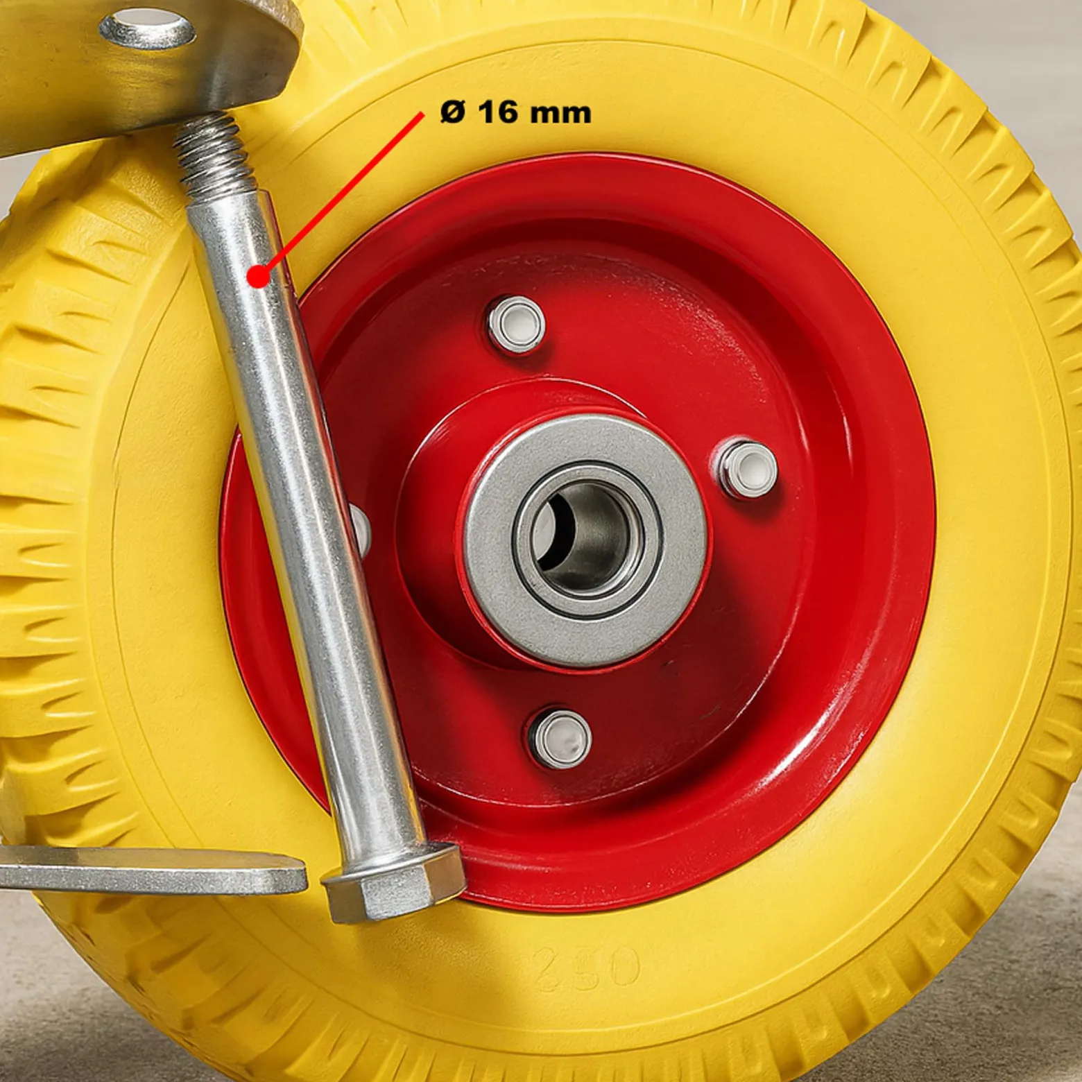 Wiltec Lenkrolle Ø258 bis 150kg mit Metallfelgen 78mm hoch pannensicher gelb belastbar, Transportrolle Möbelrolle Laufrolle Möbel-Lenkrolle