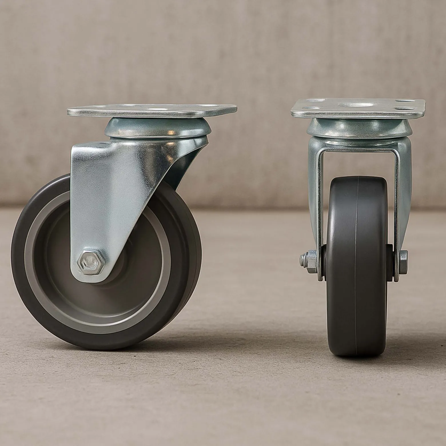 Wiltec Lenkrolle 75mm bis 75kg mit Kunststoffrad und Anbauplatte Transportrolle leiser Lauf, ungebremst Möbelrolle Laufrolle Möbel-Lenkrolle