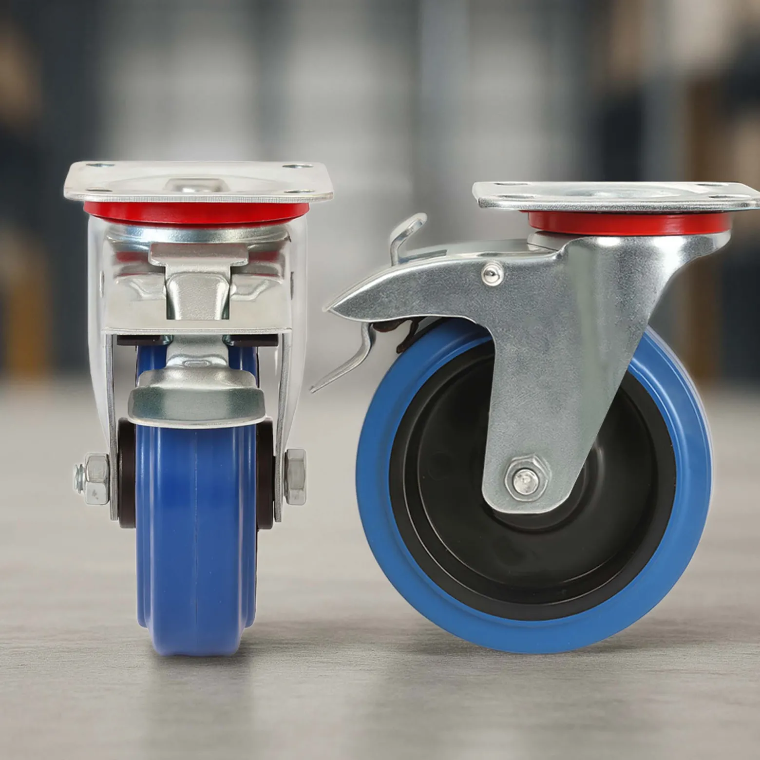 Wiltec Lenkrolle 160mm bis 300kg mit Bremse, Kunststoffrad und Anbauplatte Transportrolle leiser Lauf Möbelrolle Laufrolle Möbel-Lenkrolle