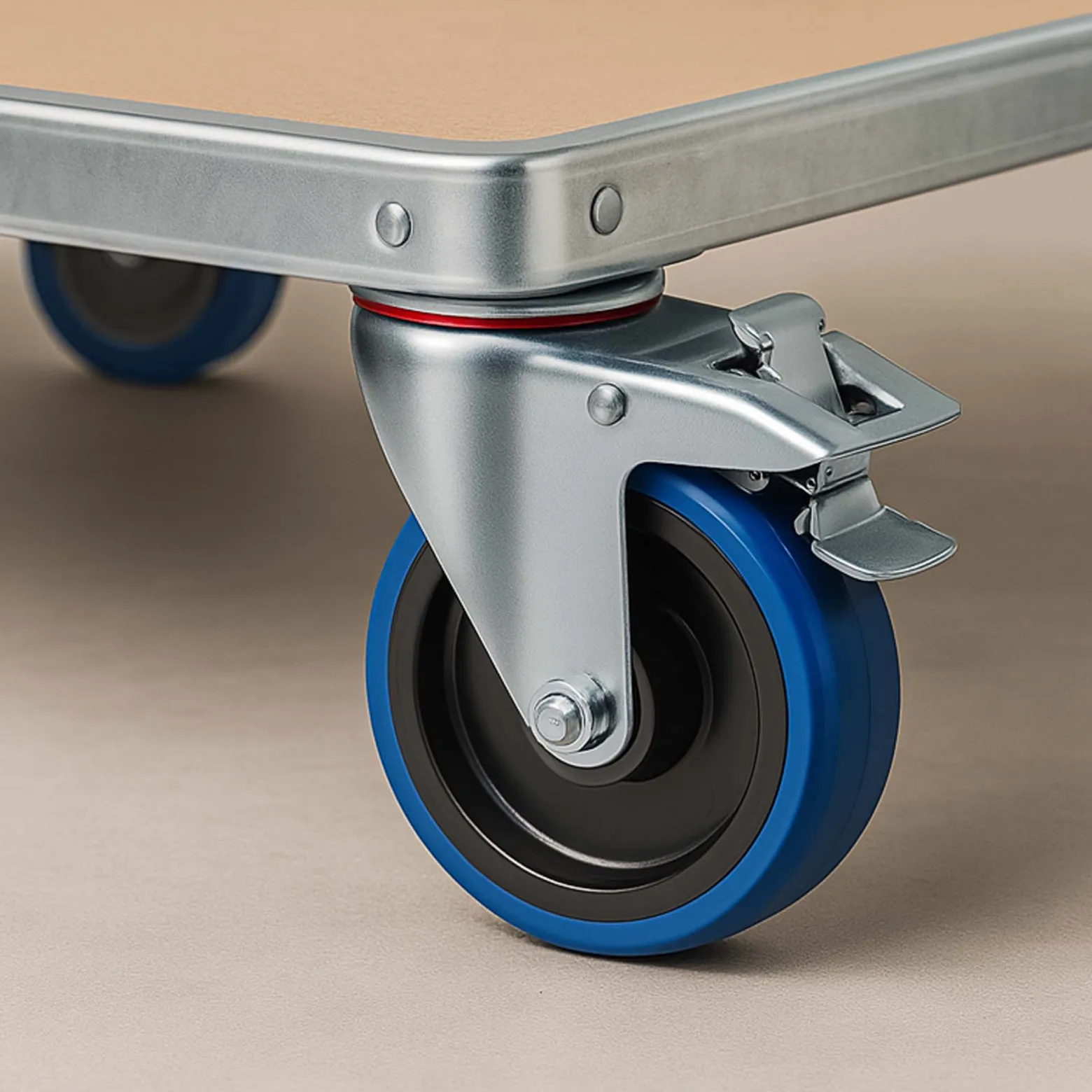 Wiltec Lenkrolle 200mm bis 350kg mit Bremse, Kunststoffrad und Anbauplatte Transportrolle leiser Lauf Möbelrolle Laufrolle Möbel-Lenkrolle