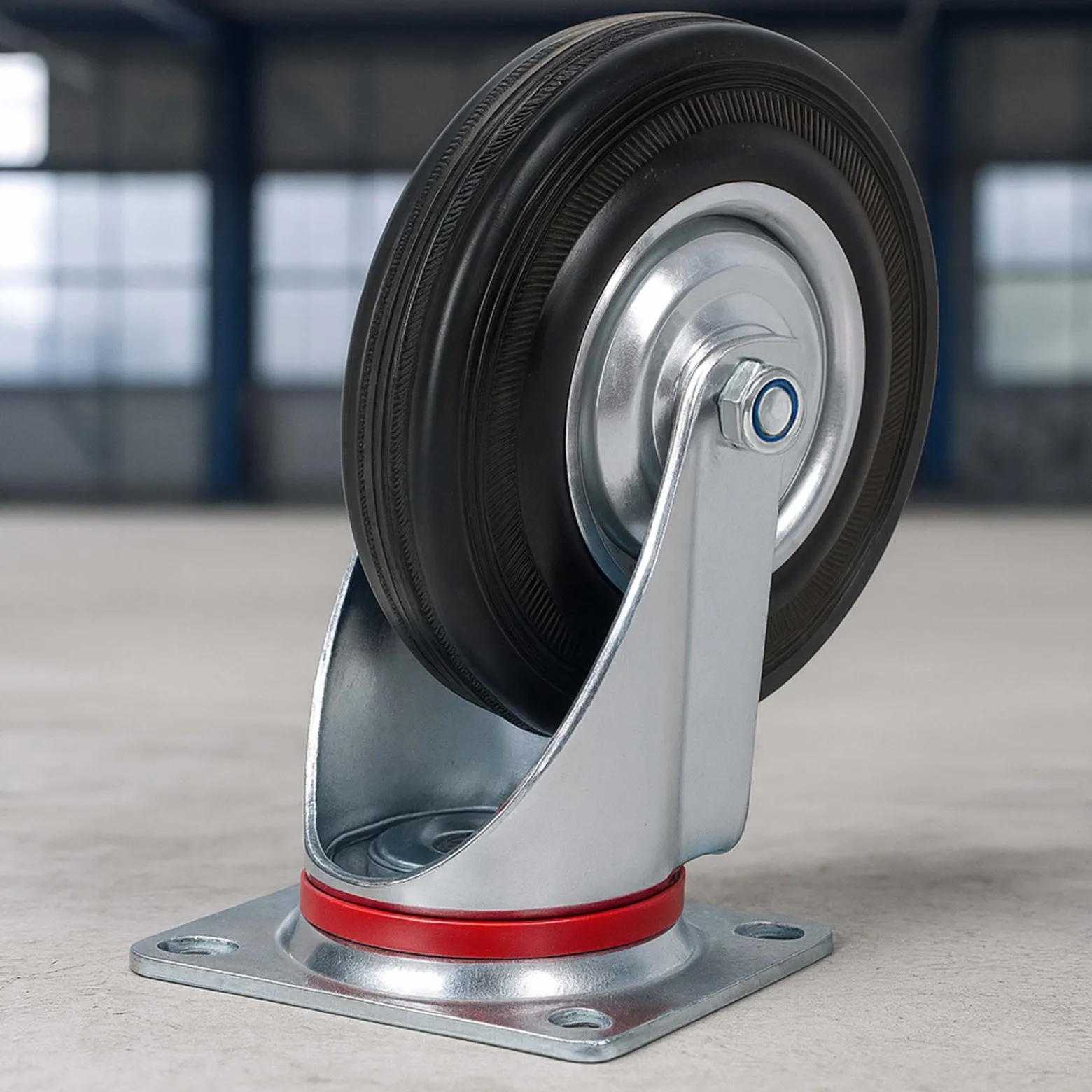 Wiltec Lenkrolle Ø125mm bis 100kg Tragkraft mit Gummirad ungebremst, leiser Lauf, Transportrolle Möbelrolle Laufrolle Möbel-Lenkrolle