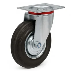 Wiltec Lenkrolle Ø160mm bis 130kg Tragkraft mit Gummirad ungebremst, leiser Lauf, Transportrolle Möbelrolle Laufrolle Möbel-Lenkrolle