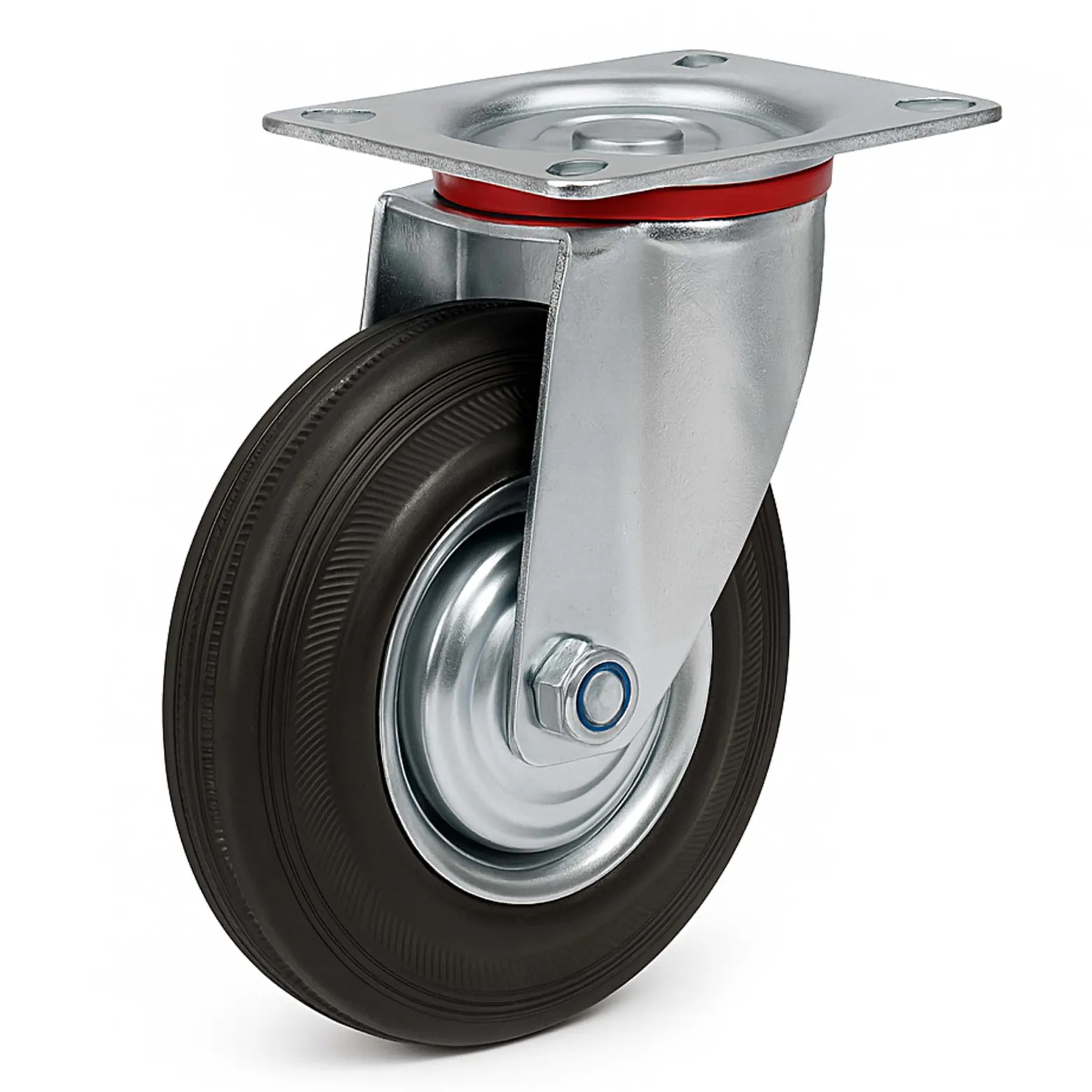 Wiltec Lenkrolle Ø160mm bis 130kg Tragkraft mit Gummirad ungebremst, leiser Lauf, Transportrolle Möbelrolle Laufrolle Möbel-Lenkrolle