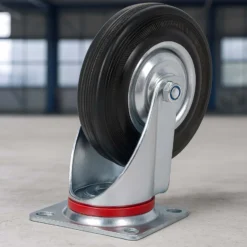 Wiltec Lenkrolle Ø100mm bis 70kg Tragkraft mit Gummirad ungebremst, leiser Lauf, Transportrolle Möbelrolle Laufrolle Möbel-Lenkrolle