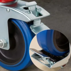 Wiltec Lenkrolle 125mm mit Kunststoffrad, Bremse und Anbauplatte Transportrolle bis 200kg leiser Lauf Möbelrolle Laufrolle Möbel-Lenkrolle