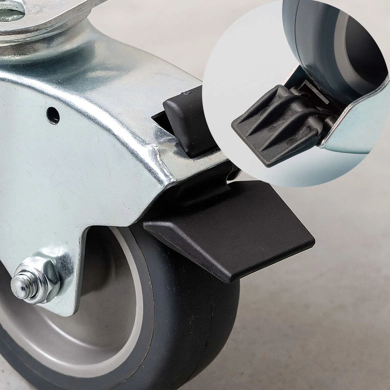 Wiltec Lenkrolle 100mm mit Kunststoffrad, Bremse und Anbauplatte Transportrolle bis 80kg leiser Lauf Möbelrolle Laufrolle Möbel-Lenkrolle