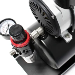 Wiltec Luftfilter mit Wasserabscheider und Druckregler bis 7 bar für Airbrush Kompressor, 2x 12,91 mm (1/4