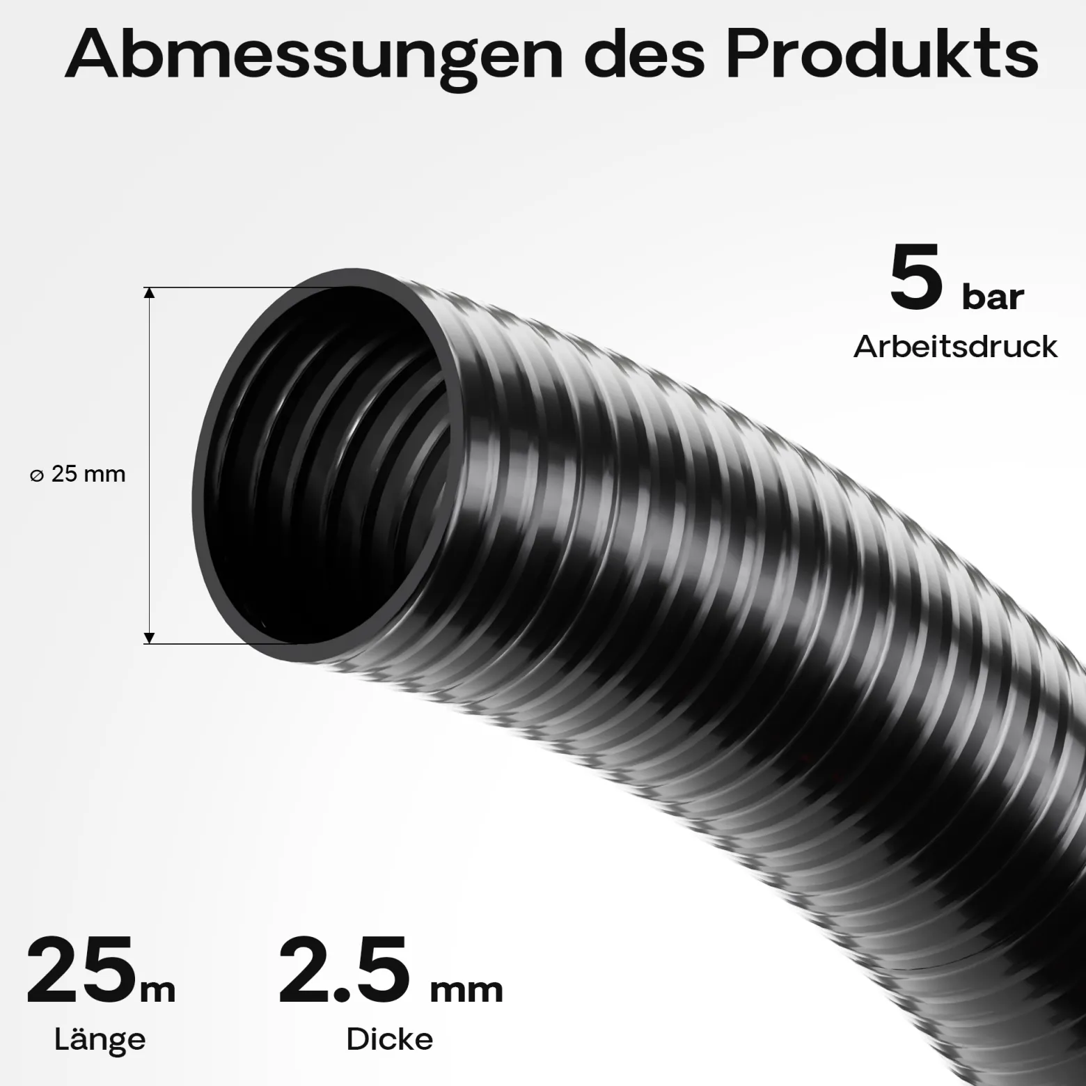 Wiltec Luisiana OM/I 25m flexibler Teichschlauch Ø25mm 250g/m Pumpenschlauch Schlauch Pumpe Saugschlauch Druckschlauch