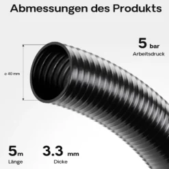 Wiltec Luisiana OM/I 5m flexibler Teichschlauch Ø40mm 470g/m Pumpenschlauch Schlauch Pumpe Saugschlauch Druckschlauch