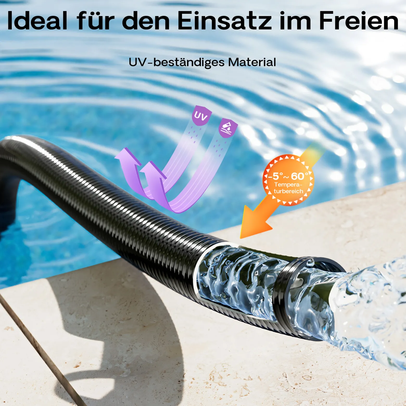 Wiltec Luisiana OM/I 50m flexibler Teichschlauch Ø40mm 470g/m Pumpenschlauch Schlauch Pumpe Saugschlauch Druckschlauch