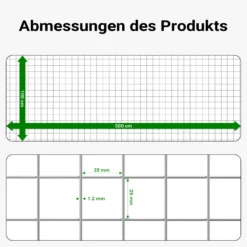 Wiltec Maschendrahtzaun 100 cm x 5 m, 1,2 mm stark 25x25 mm Maschengröße, Volierendraht 4-Eck aus Stahl verzinkt, Drahtgitter, Vogeldraht